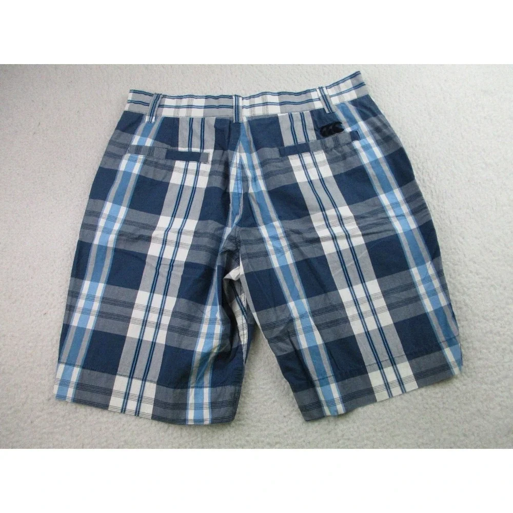 Canterbury Of New Zealand Shorts Mens Size 32 Blue White Plaid Chino Golf Casual